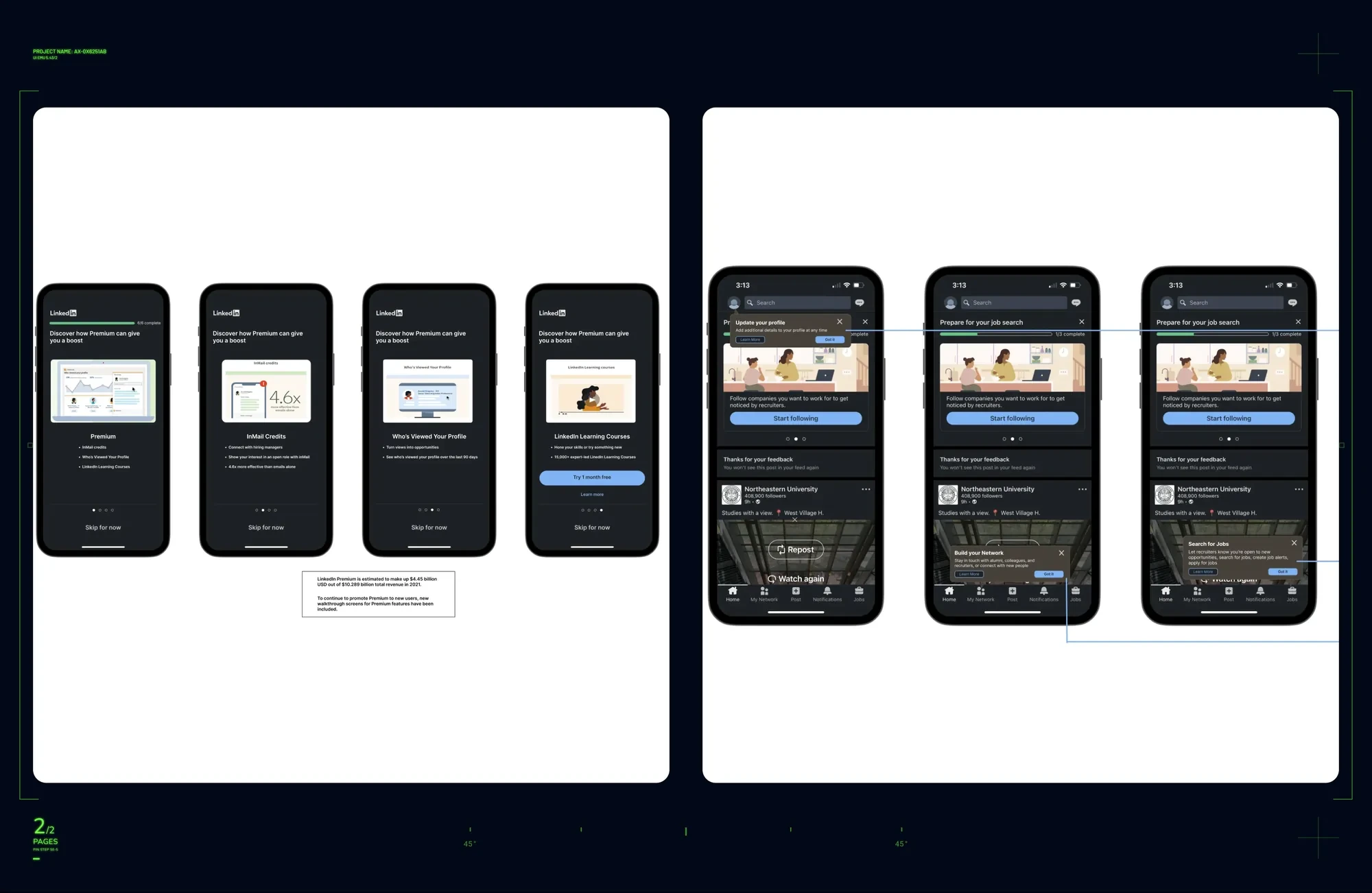 Competitor analysis board — LinkedIn onboarding flows