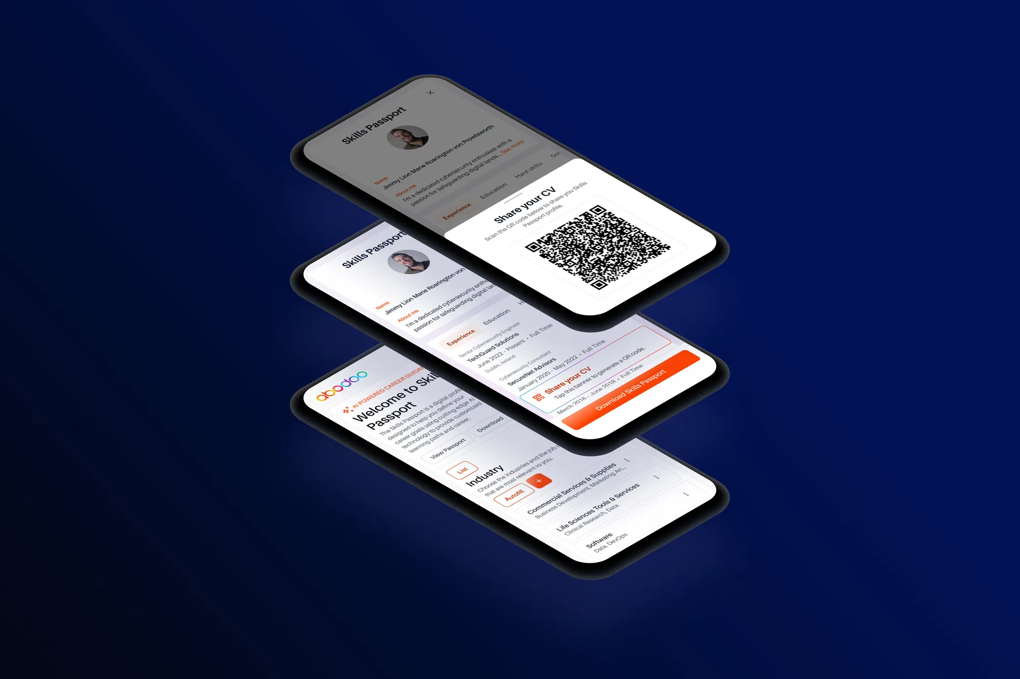 Abodoo Skills Passport Export — passport overview and QR sharing