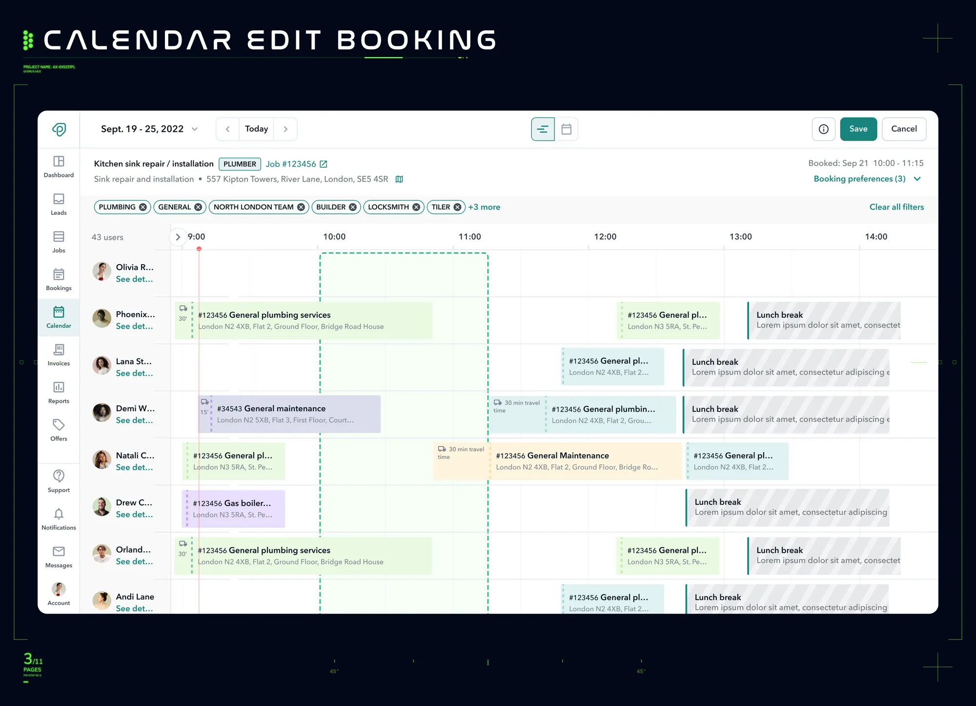 High-fidelity design 3 — colour-coded booking states