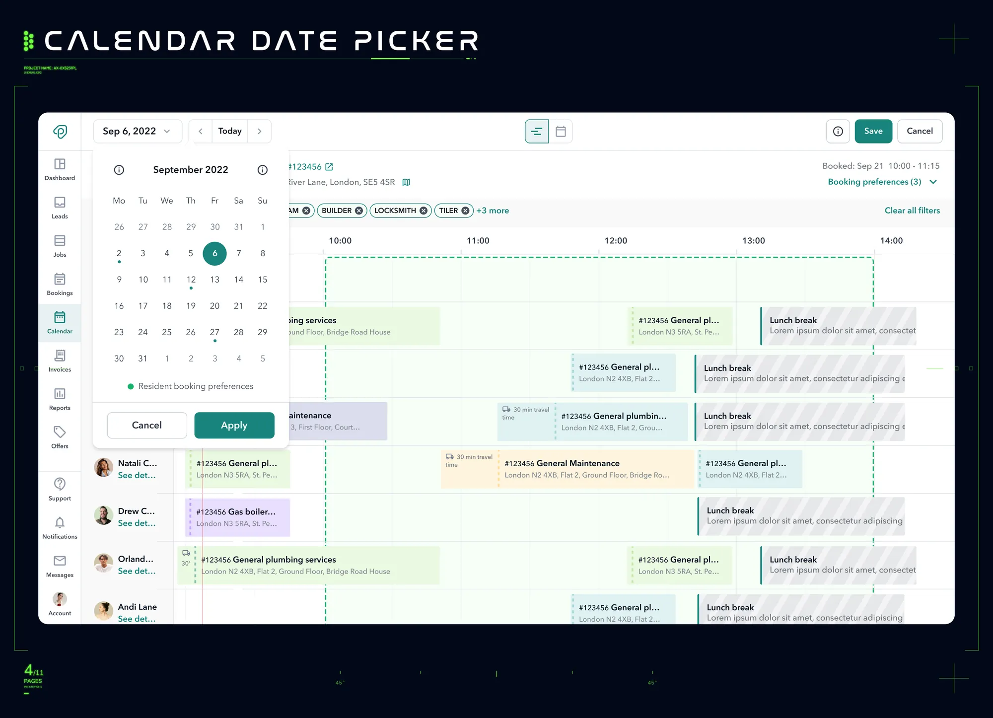 High-fidelity design 4 — overlapping booking warning