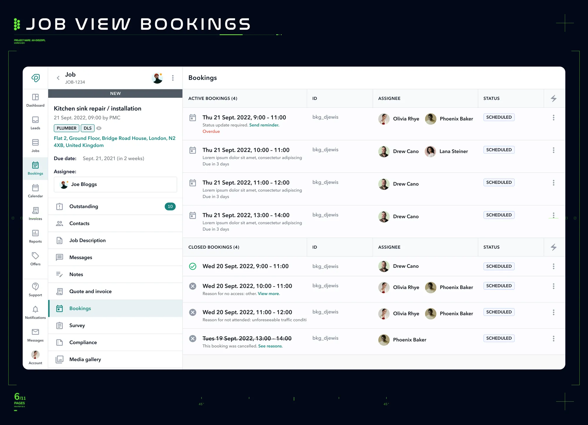 High-fidelity design 6 — calendar header layout on desktop