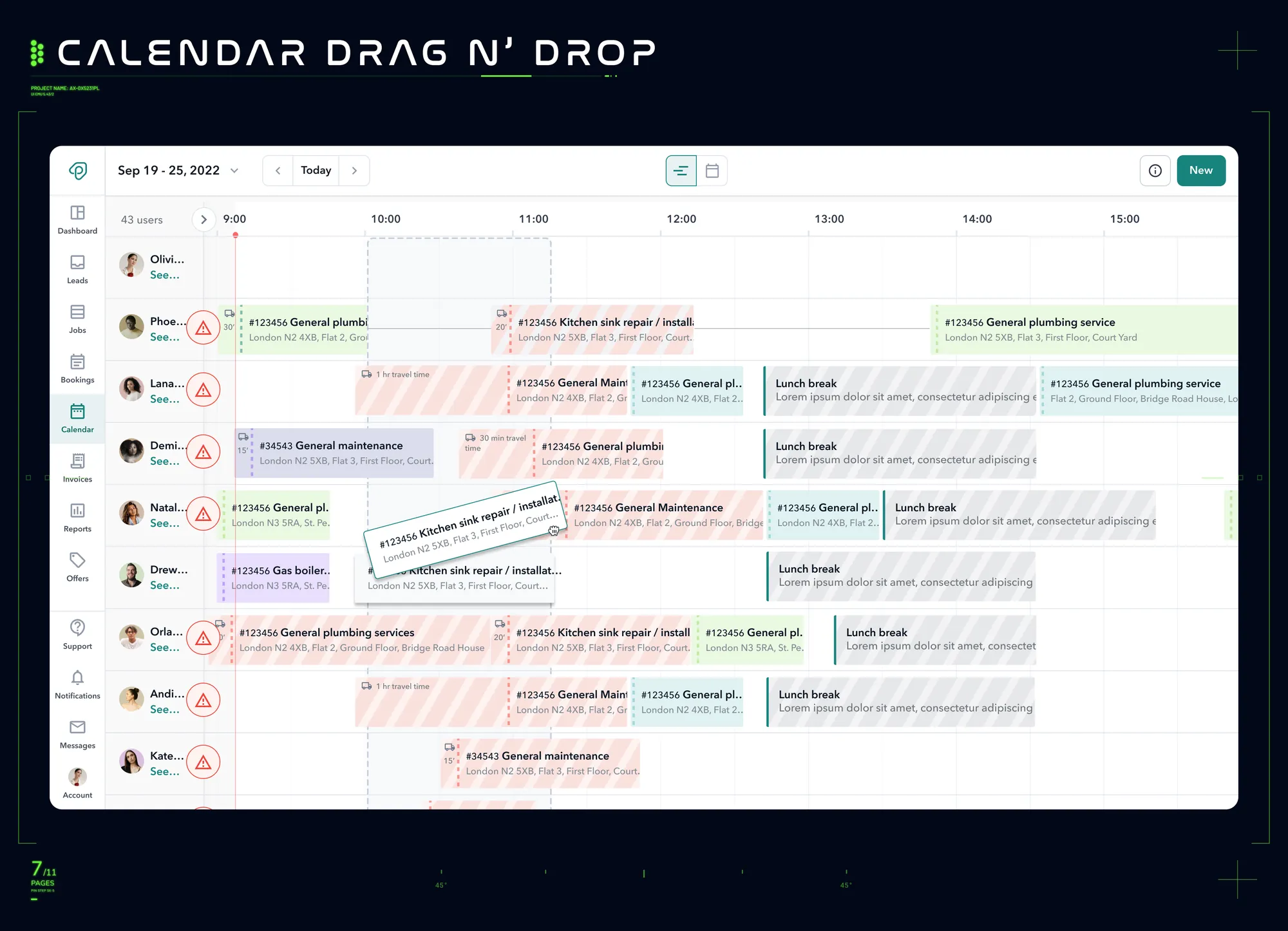 High-fidelity design 7 — mobile calendar layout