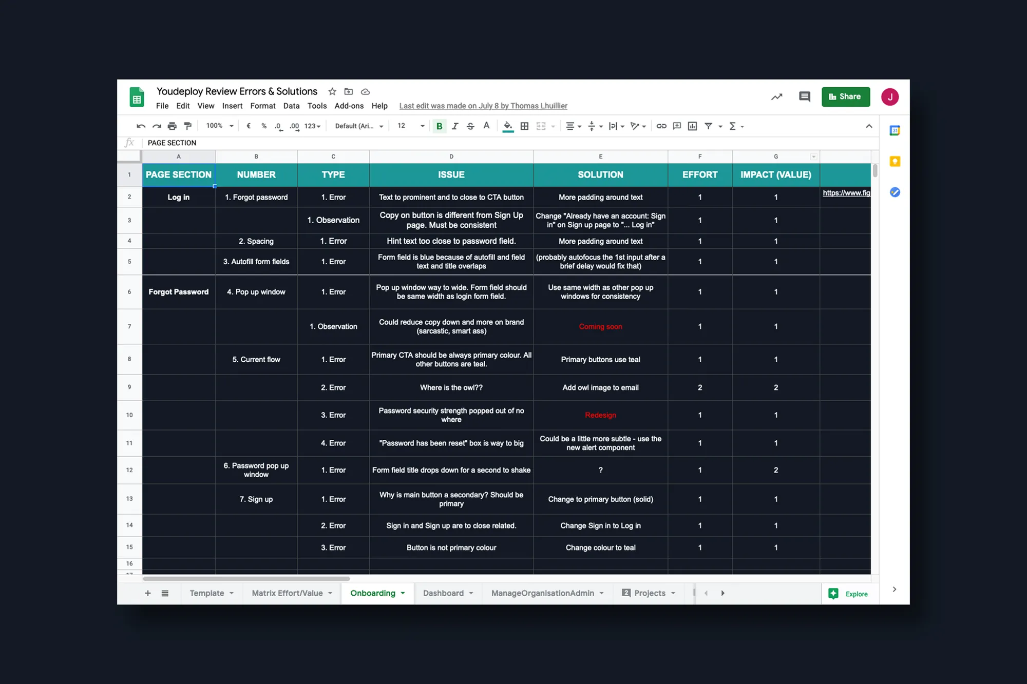 Platform errors documented alongside their proposed solutions