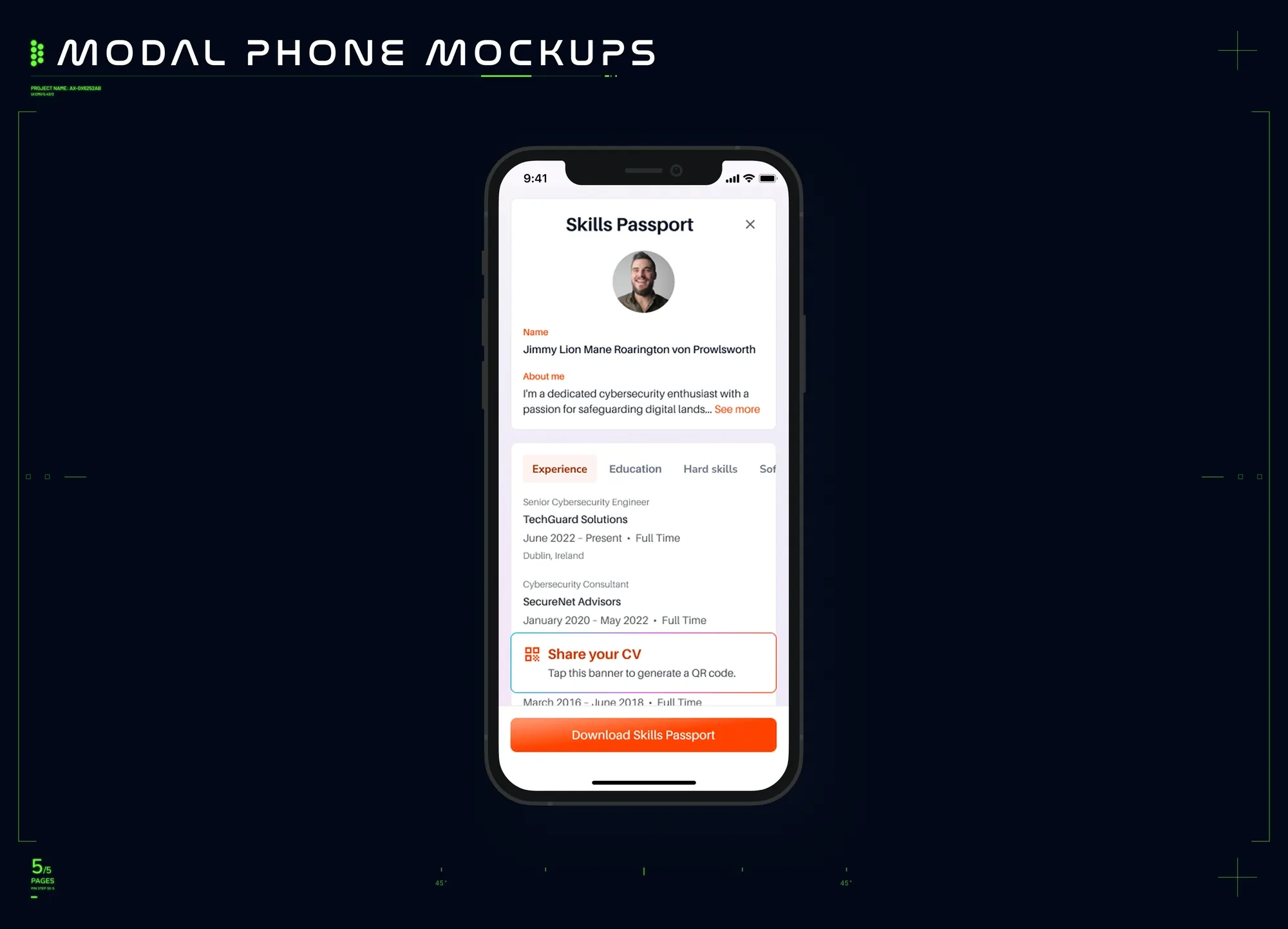 High-fidelity design 5 — handover documentation screens