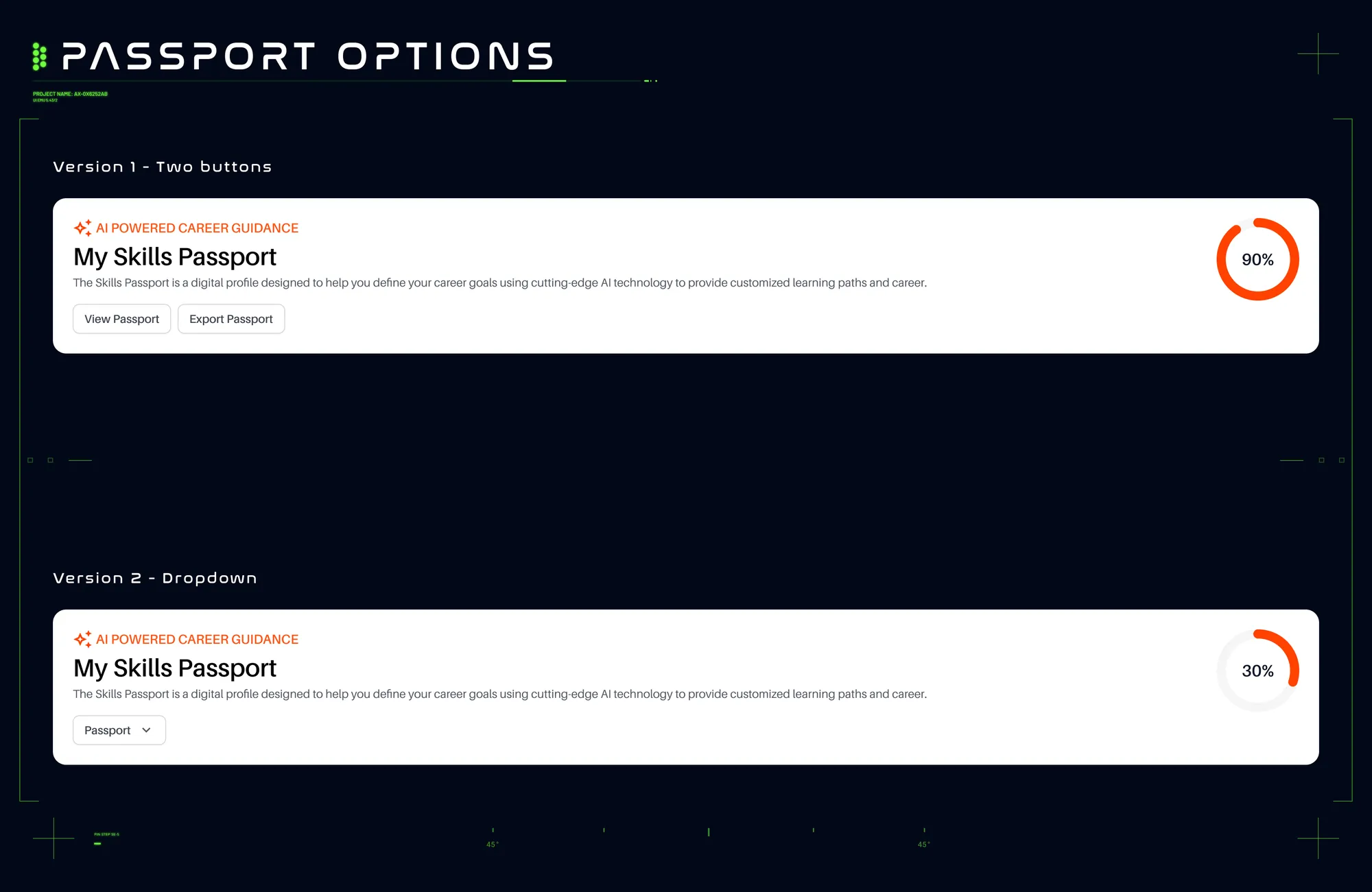 Ideation board 1 — passport layout explorations