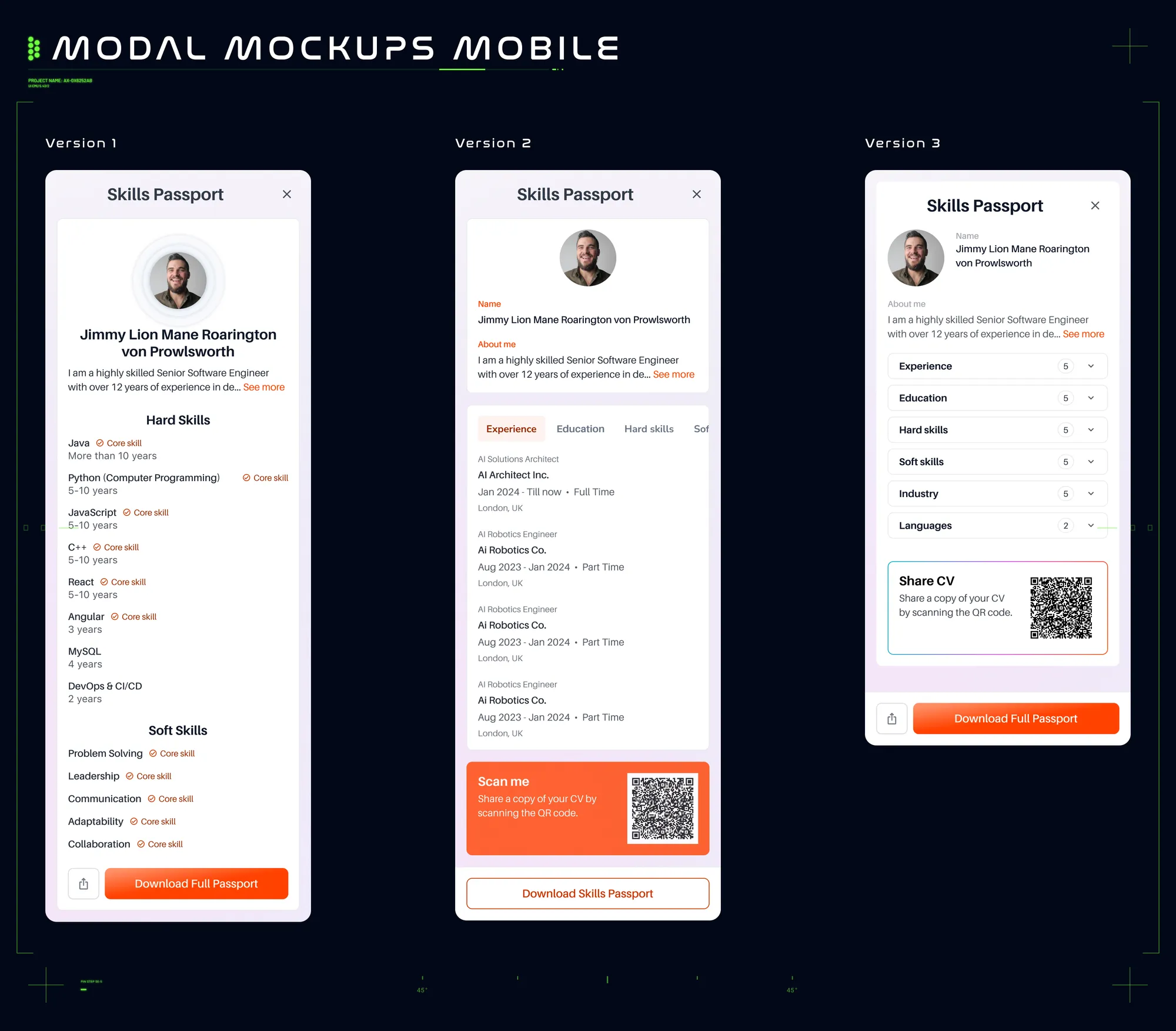 Ideation board 4 — tabbed passport concepts