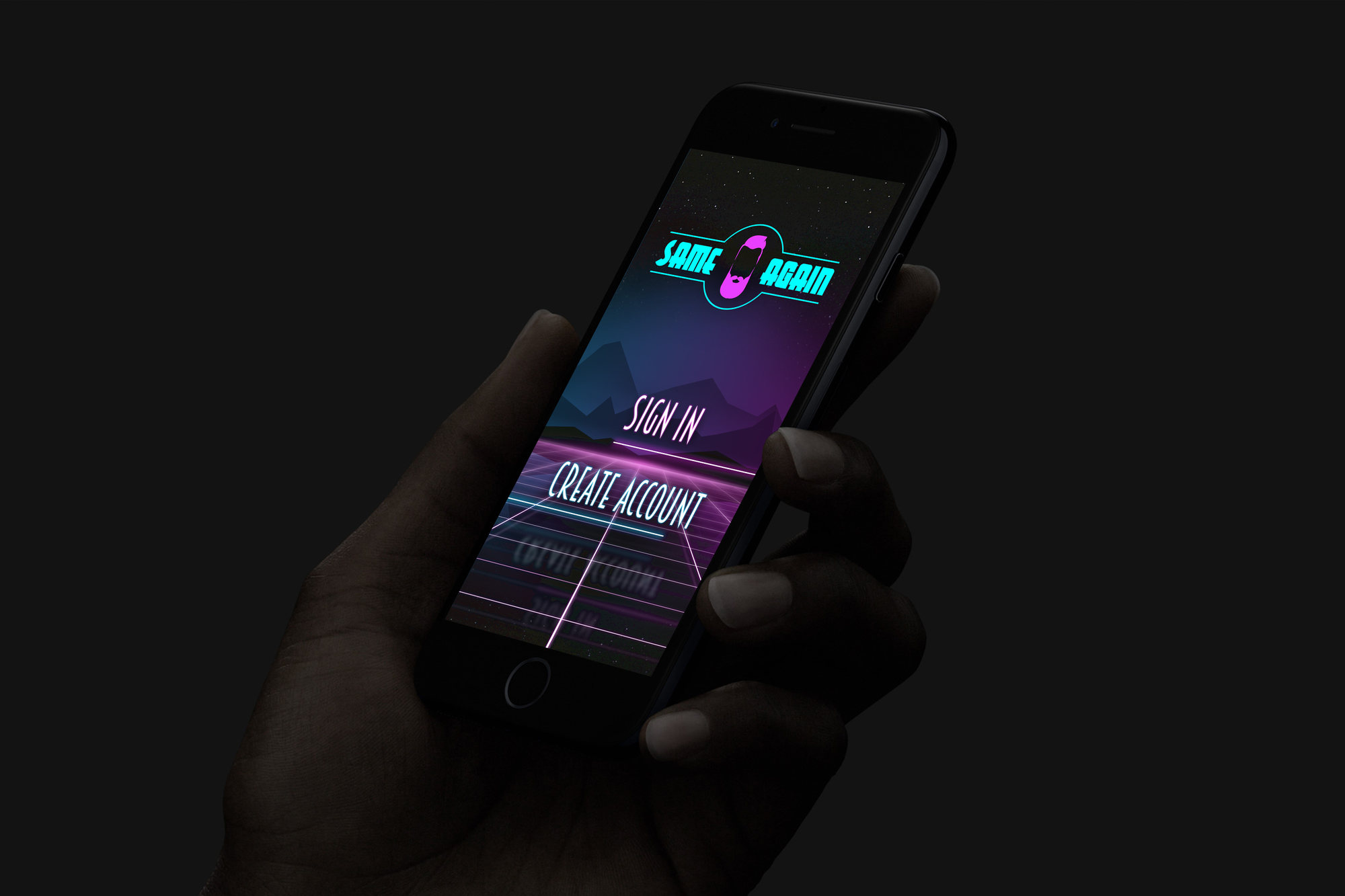Same Again — barber app splash screen on iPhone