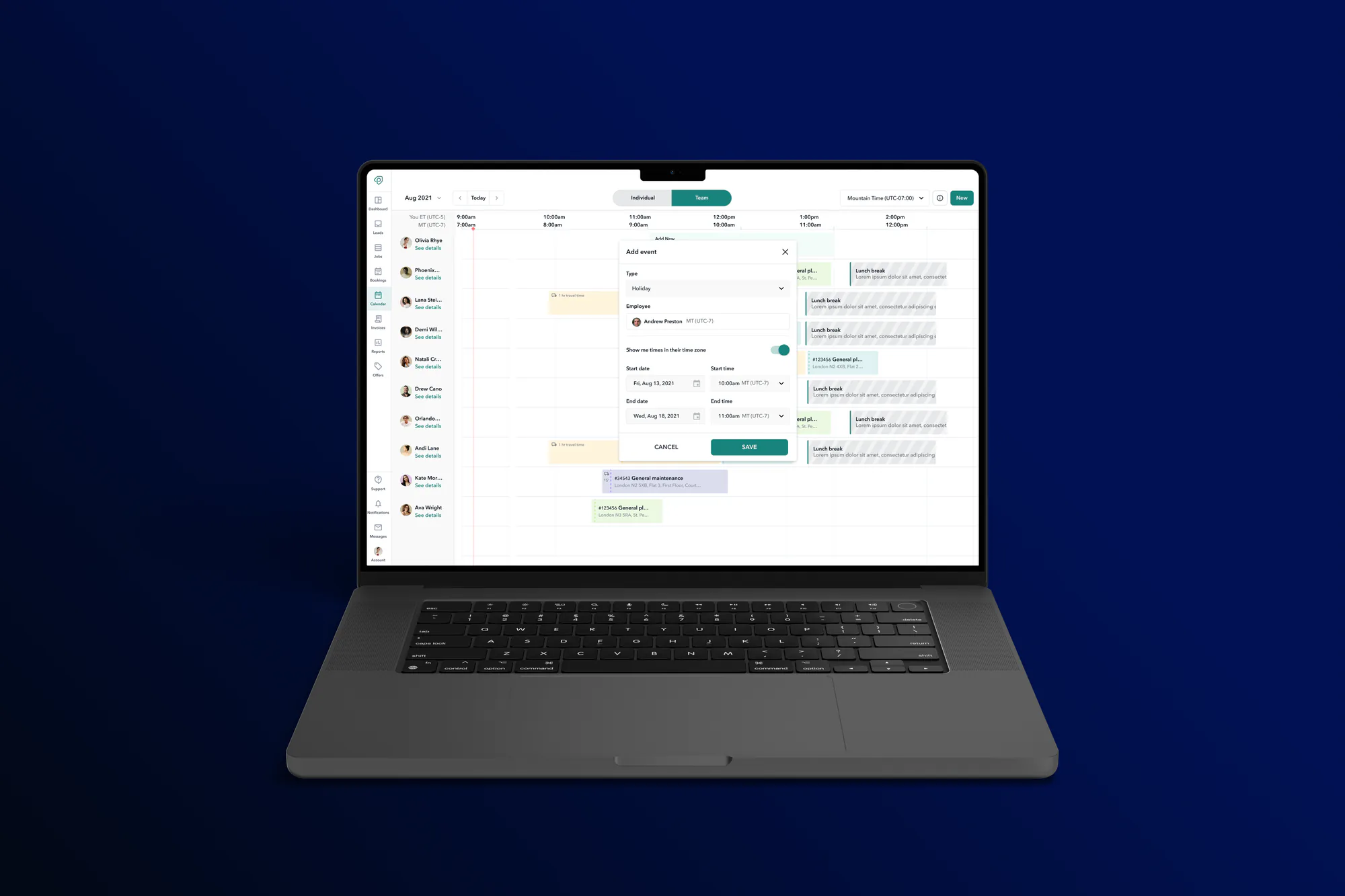 Plentific Time Zones — scheduling across regions on desktop and mobile