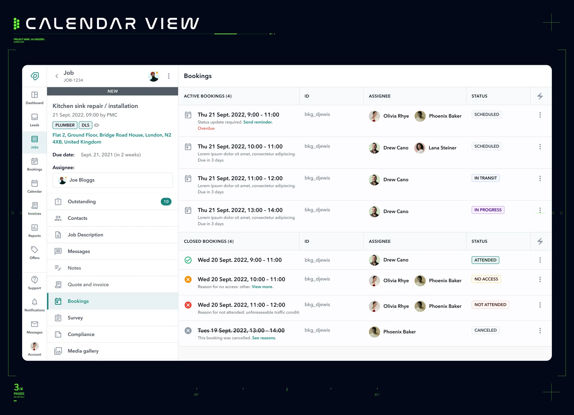 High-fidelity design 3 — mobile calendar with dual time display