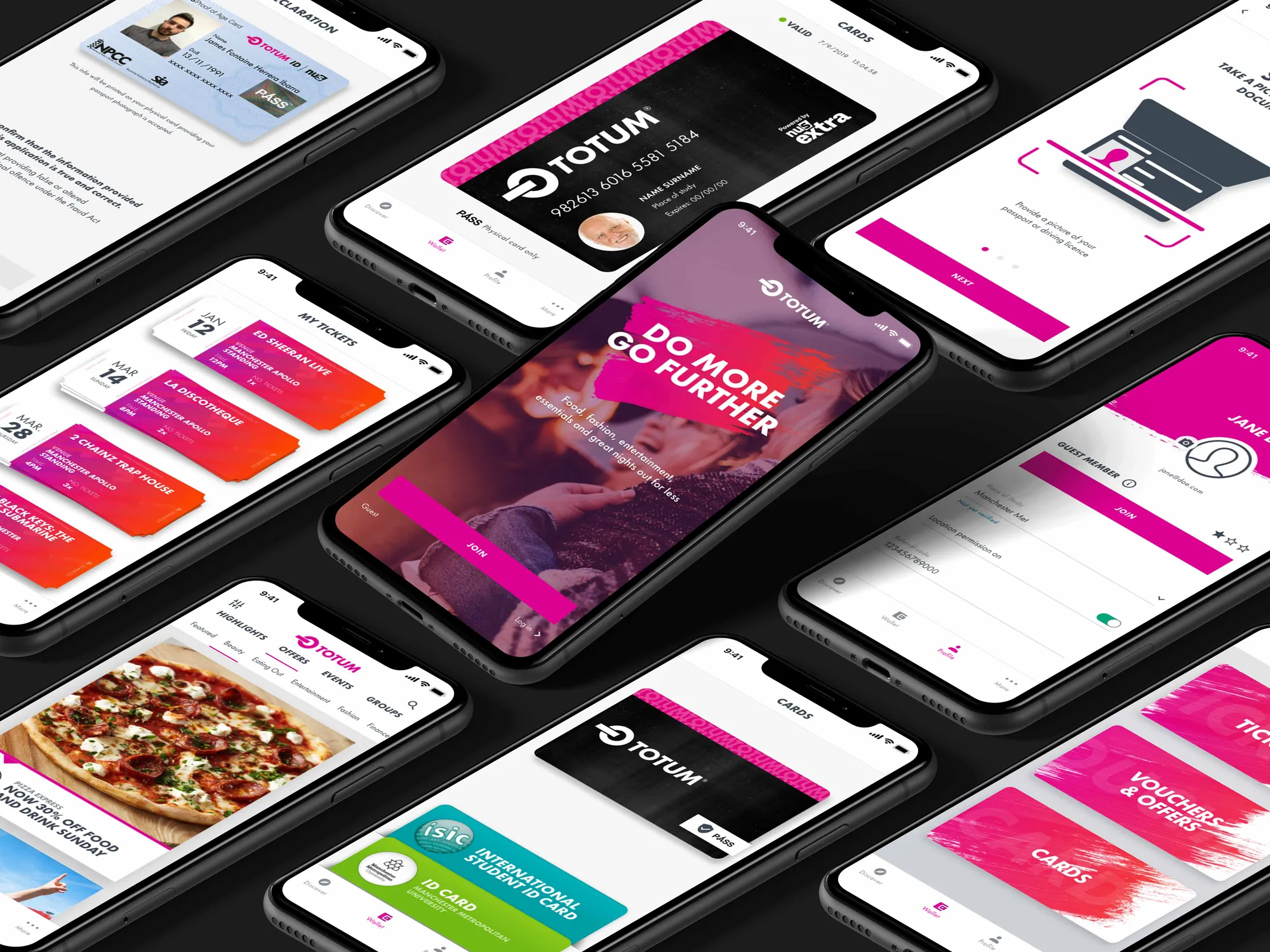 TOTUM — app screens on isometric iPhones