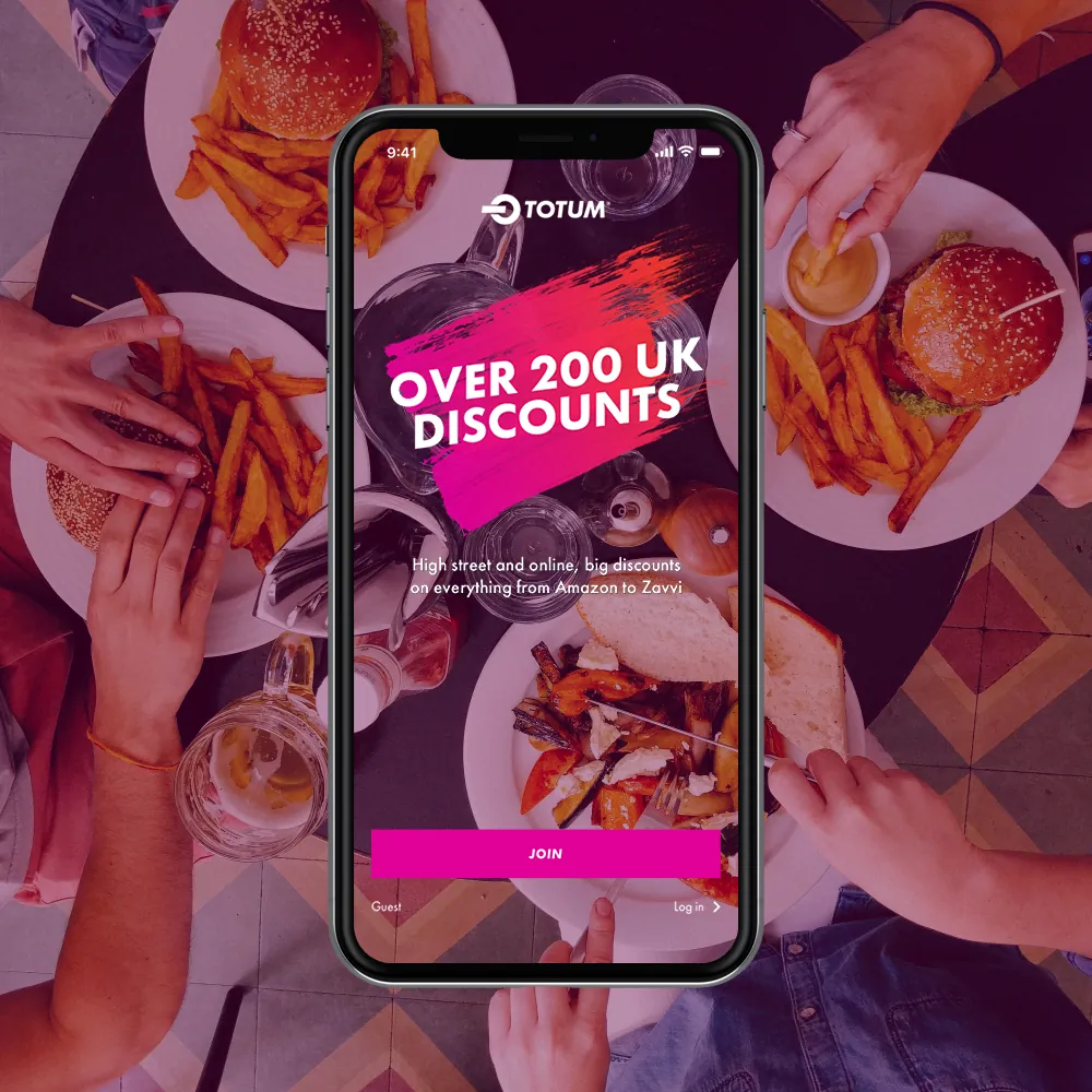 Splash screen — Over 200 UK discounts, over a table of food