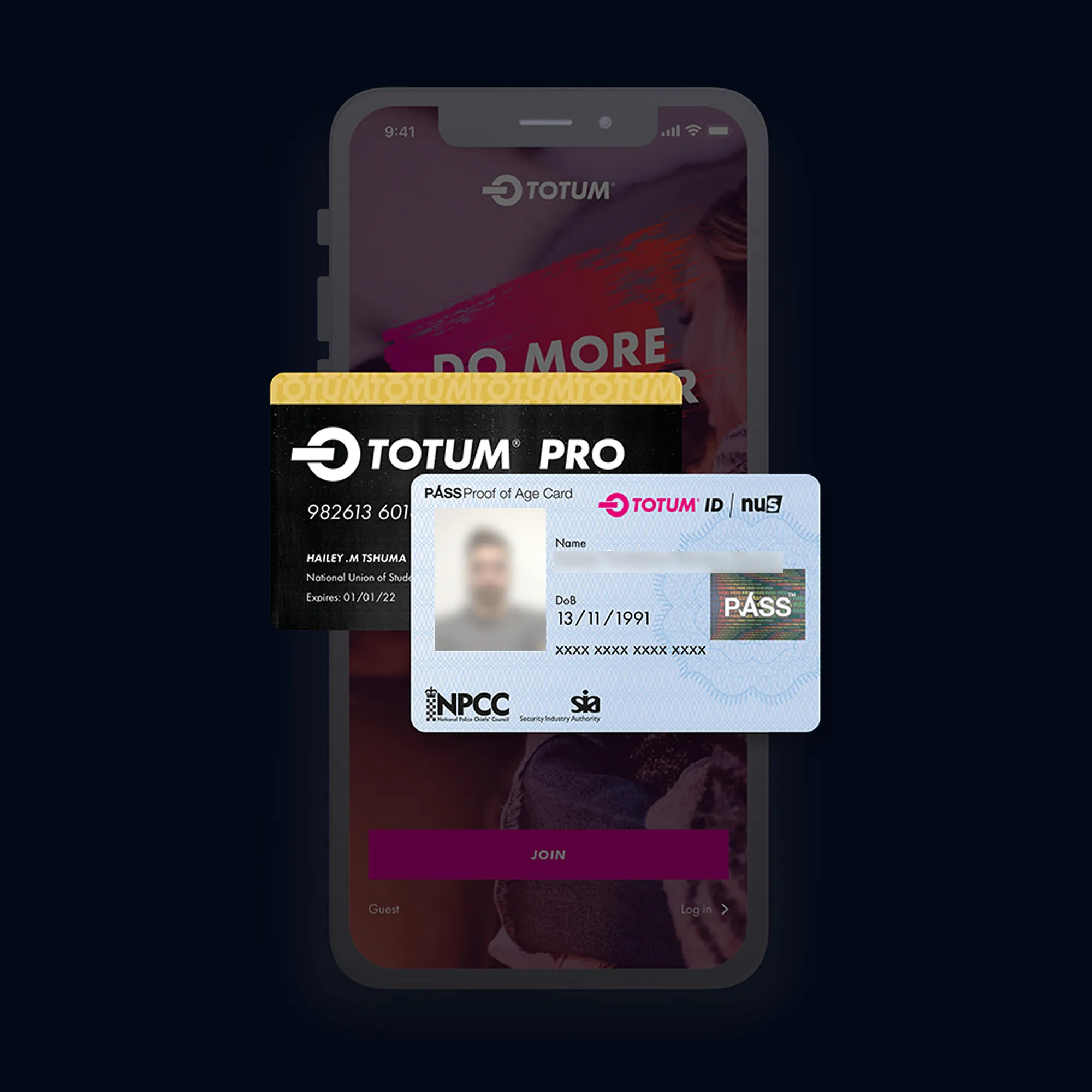 PASS ID Pro card shown on an iPhone X