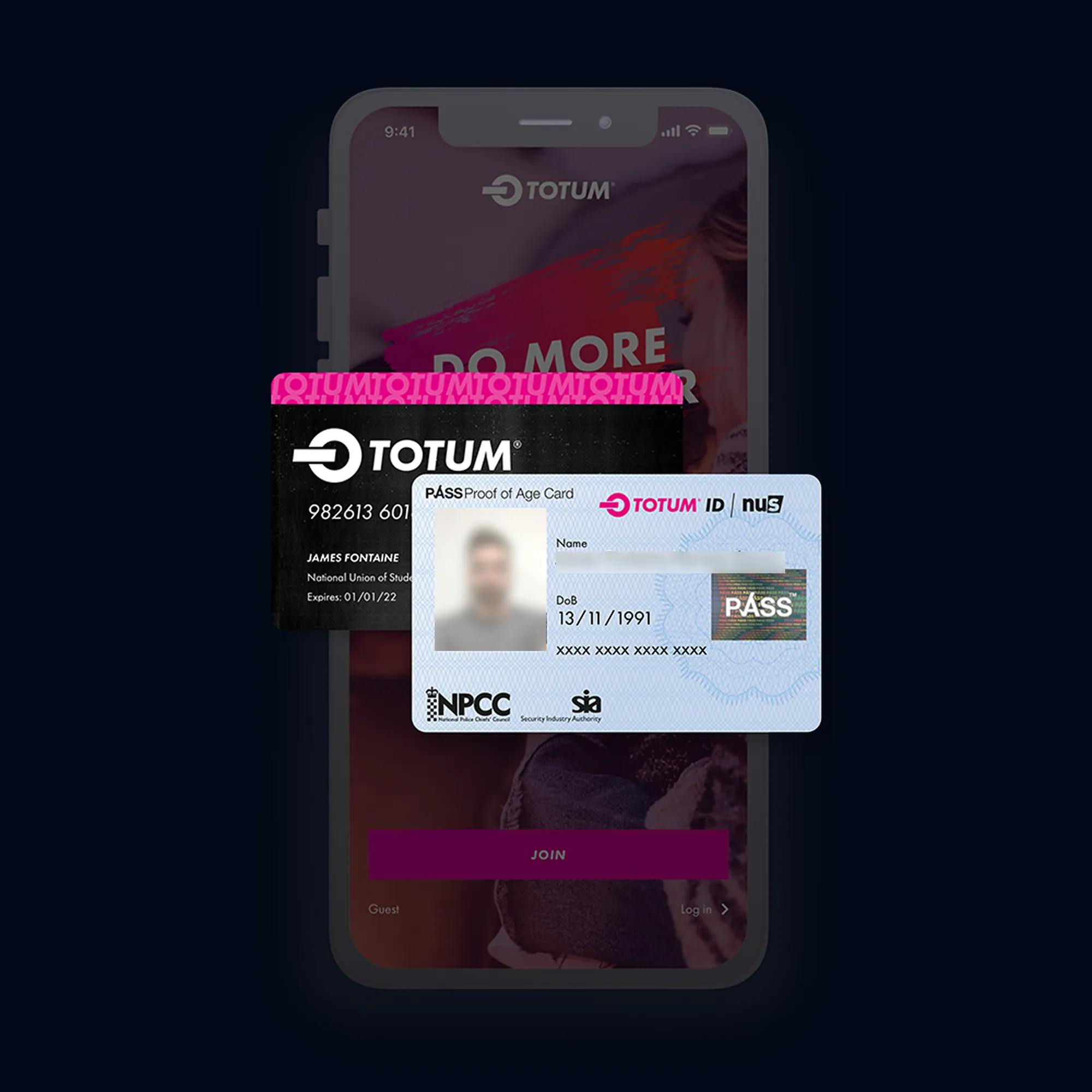 PASS ID Smart card variant shown on an iPhone X