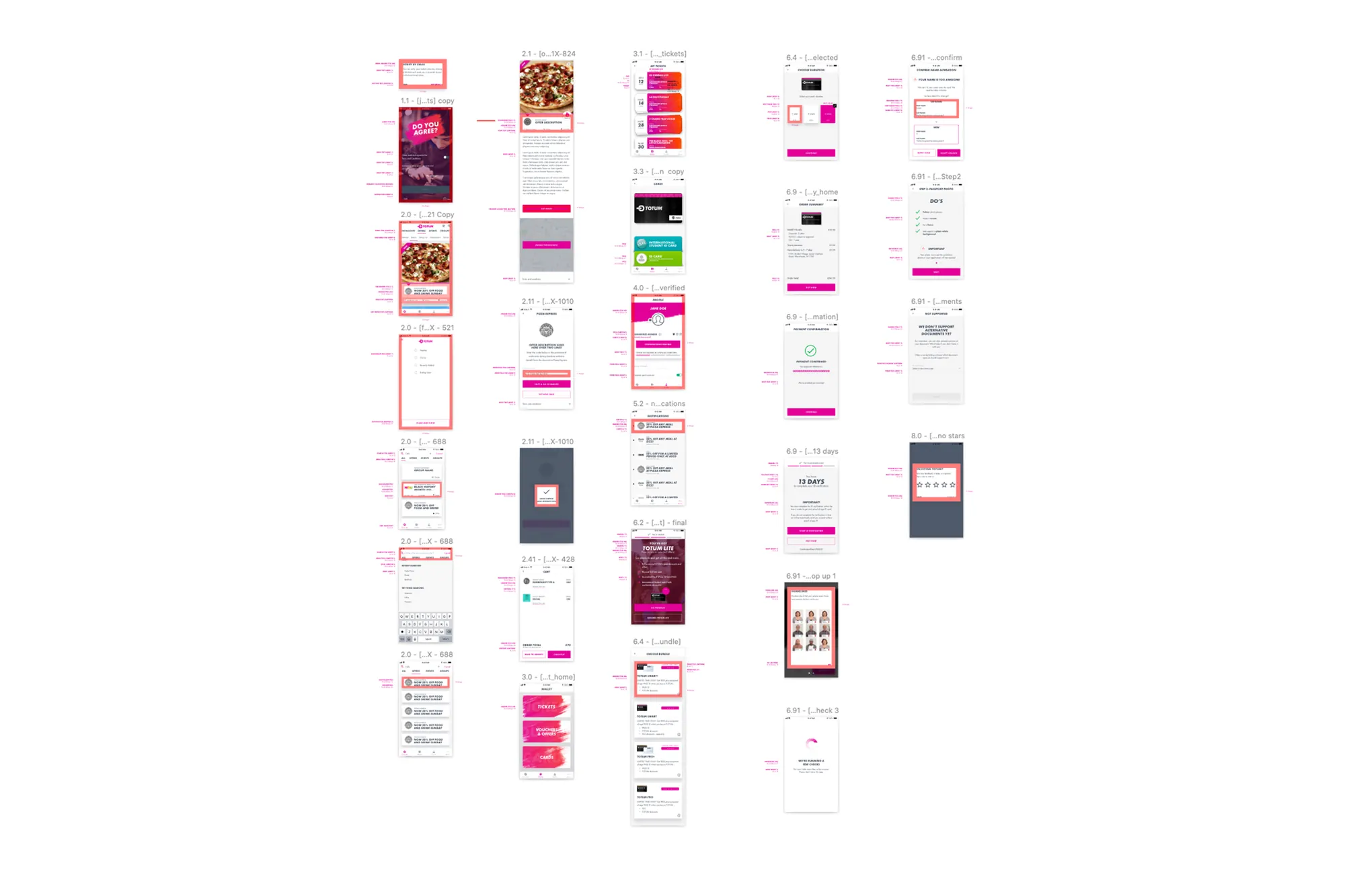 Design QA — every screen laid out and marked up for the design system library