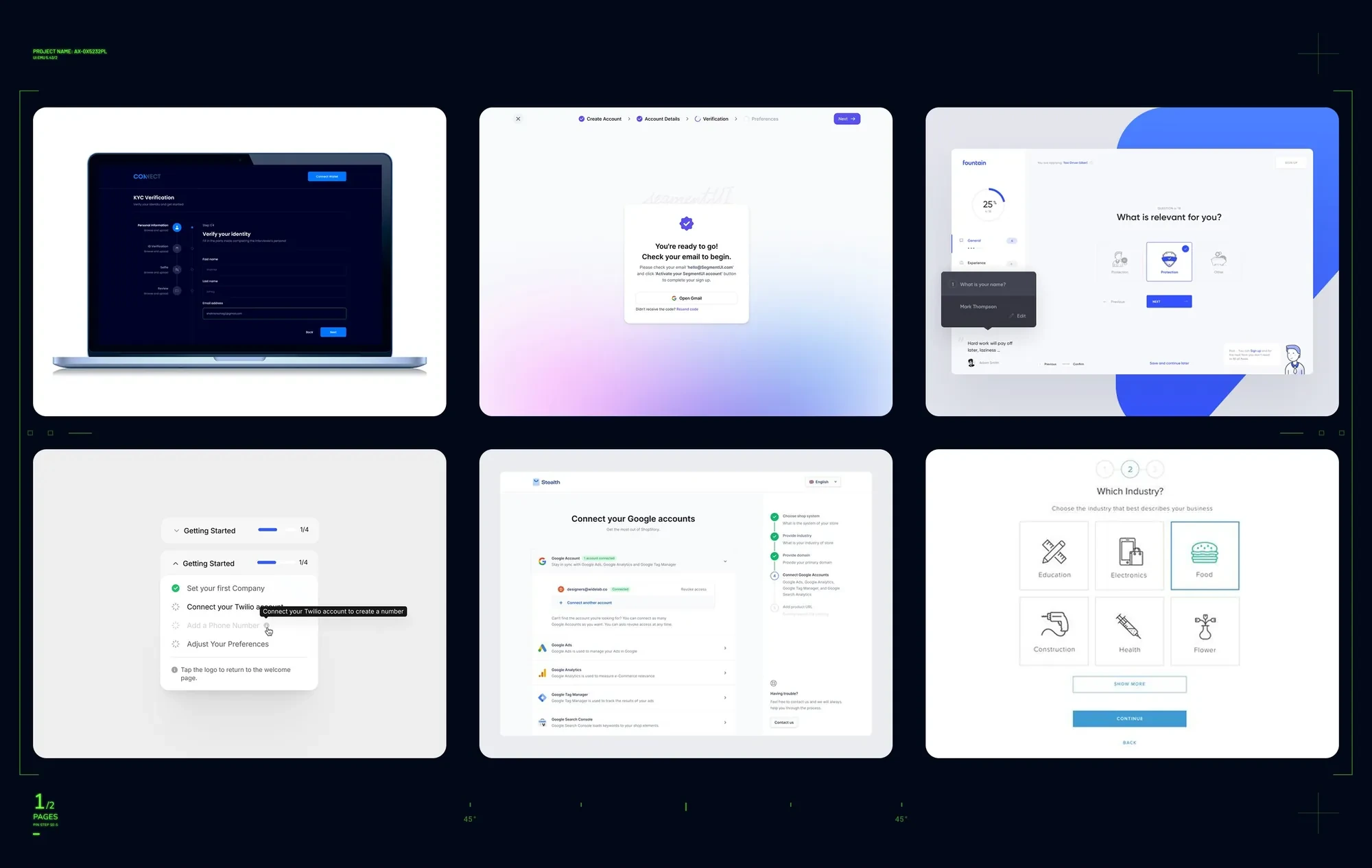 Competitor analysis board 1 — verification patterns from crypto exchanges and payment portals