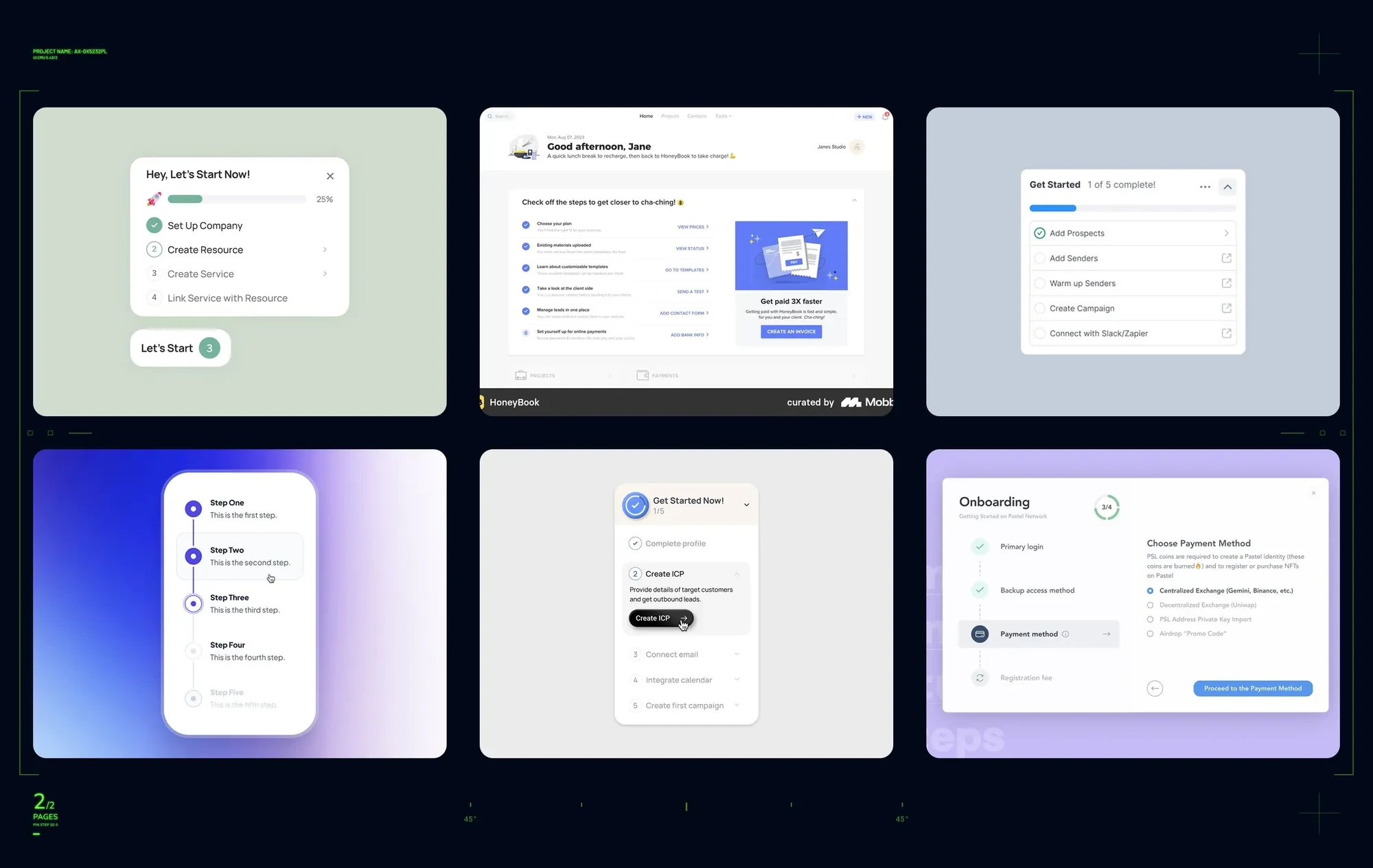 Competitor analysis board 2 — document upload and status indicator patterns
