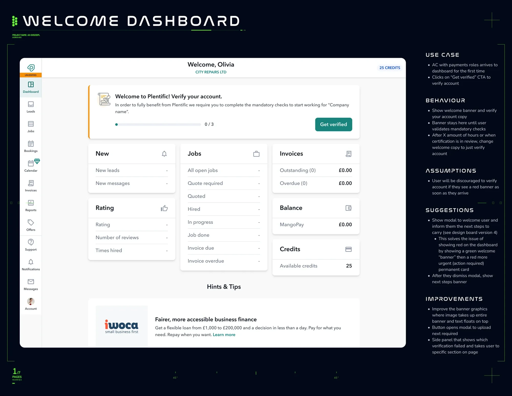 High-fidelity design 1 — the verification banner with progress bar and counter