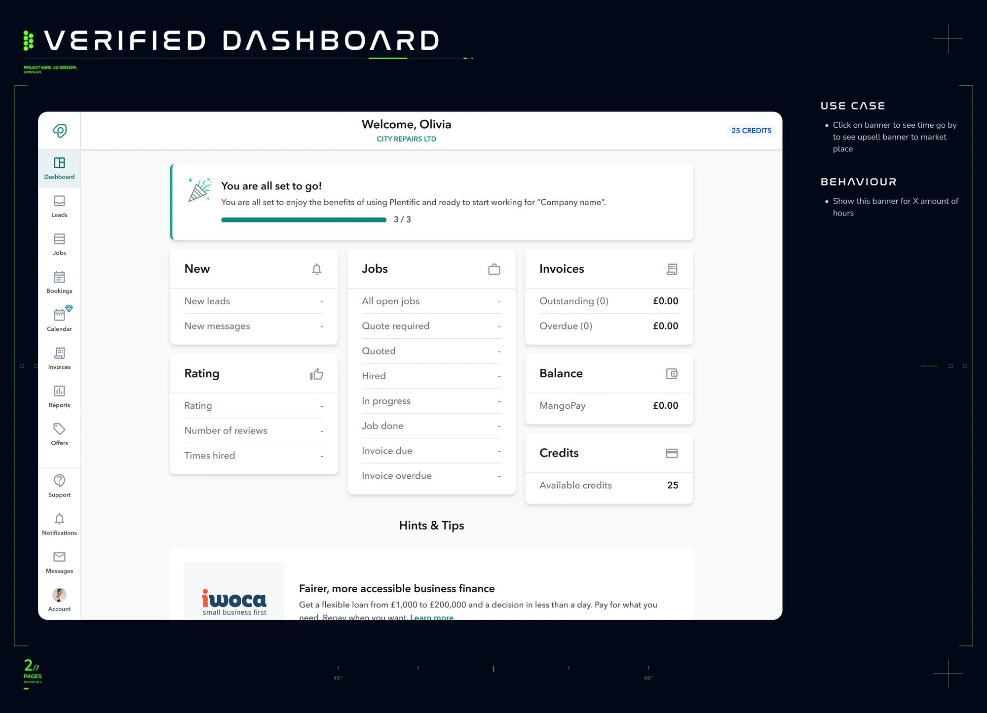 High-fidelity design 2 — banner with the detailed checklist