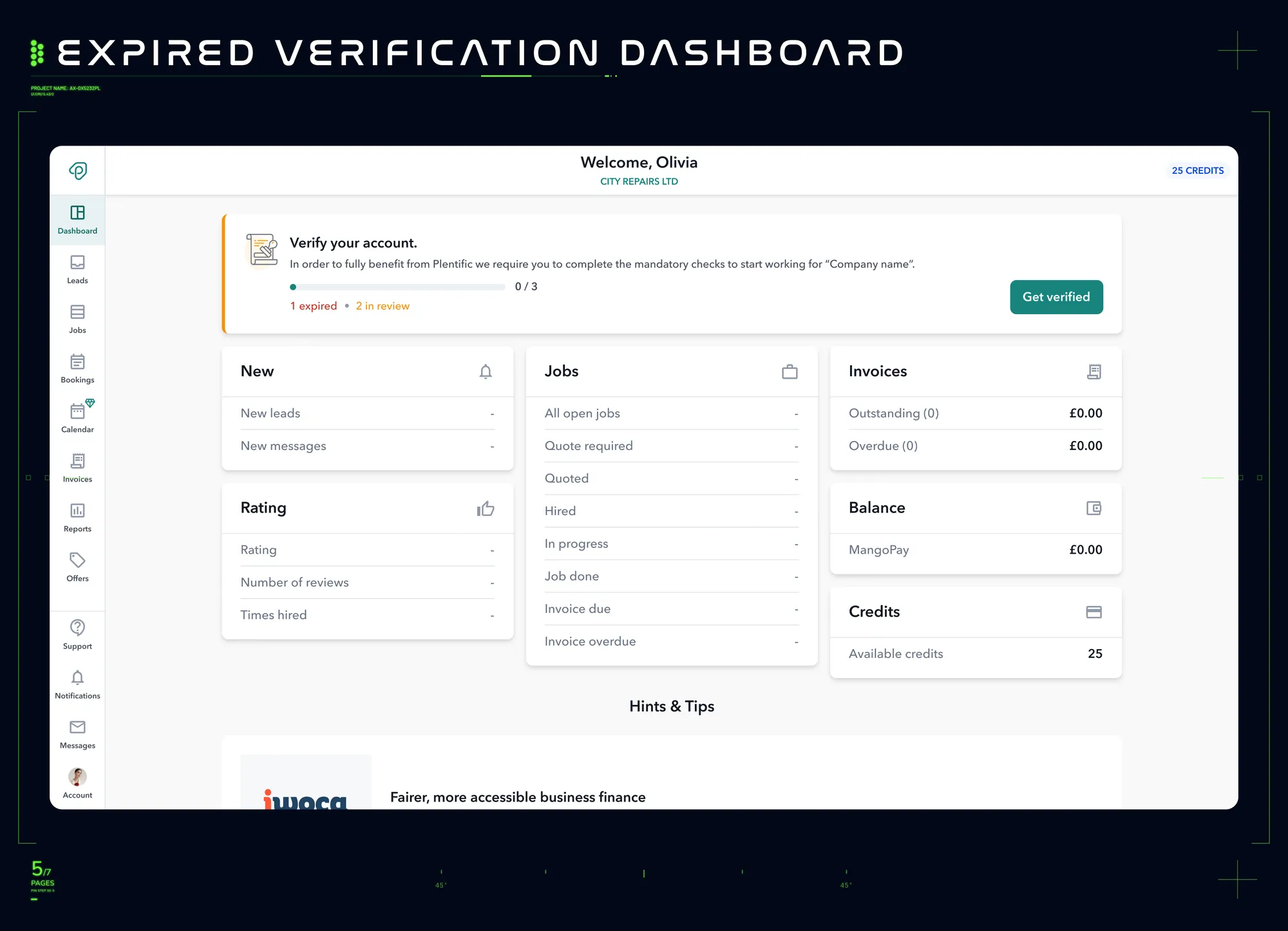 High-fidelity design 5 — refined banner across dashboard pages