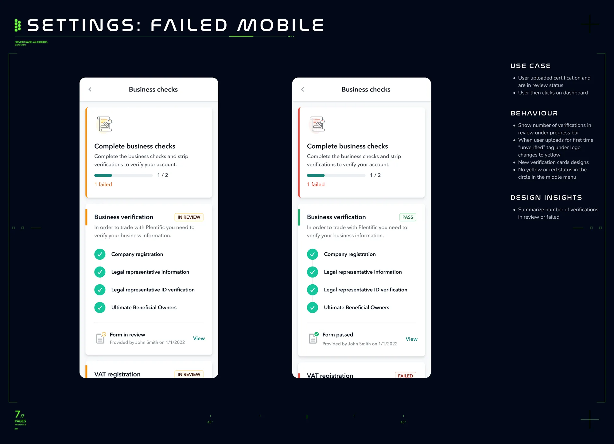 High-fidelity design 7 — the final handover screens